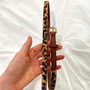 Madewell Leopard Print Skinny Leather Belt Extra Small / Small NWOT